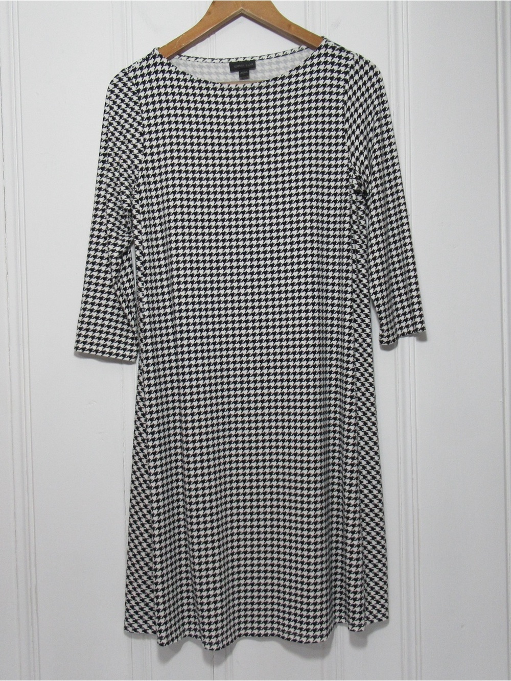 J. Jill Wearever Collection Black and White Houndstooth Print Dress Size Small